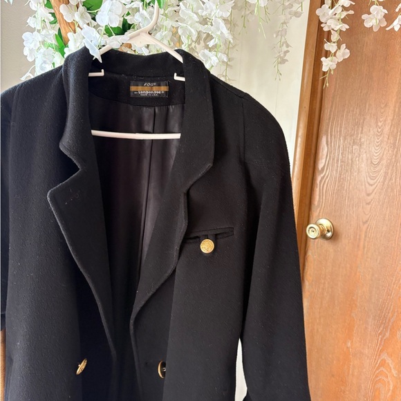 London Fog Black Trench Coat with Gold Buttons - Picture 2 of 6